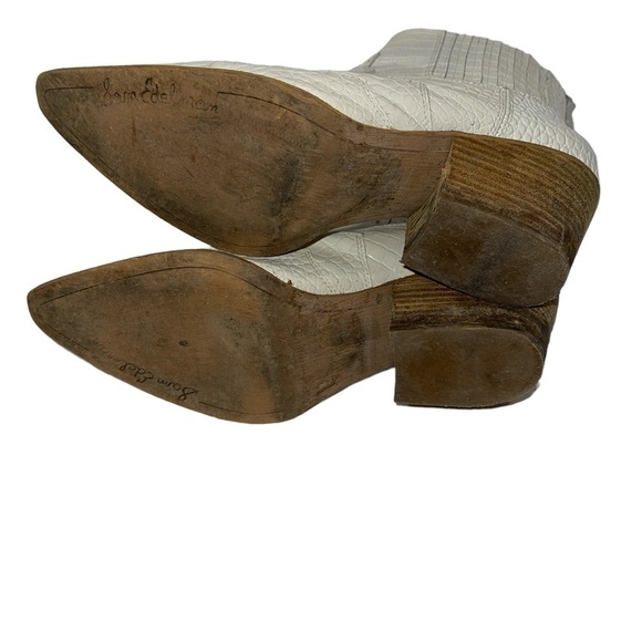 Sam Edelman Women's Ankle Booties Size 10M "Winona" White Leather Slip On - Picture 7 of 11